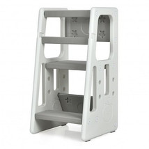 Kids Kitchen Step Stool with Double Safety Rails -Gray - Color: Gray - £85.73 GBP