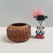 Native American Kachina Doll Basket Wooden Small Handmade Navaho Ceremonial Wood - £31.92 GBP