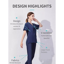 Blue Medical Scrubs   for women Shirt &amp; Pants Set Blue Scrubs Comfort Fit Pocket - £16.77 GBP+