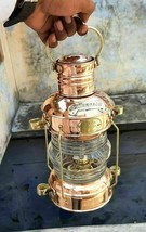 14 &quot;Brass &amp; Copper Anchor Oil Lamp Antique Maritime Ship Lantern Boat Light - £75.69 GBP