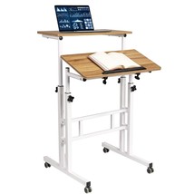 Small Standing Desk, Mobile Standing Desk Adjustable, Standing Laptop Cart, Roll - £95.11 GBP
