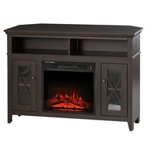 Espresso Electric Fireplace Mantel TV Stand w/ Adjustable Shelves 2 Storage Cabi - $688.99