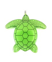 Sea Turtle Fused Glass Pendant Necklace - £24.12 GBP