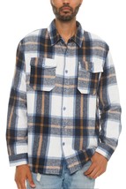Men&#39;s Blue &amp; Gold Checkered Soft Flannel Shacket (M) - £40.70 GBP