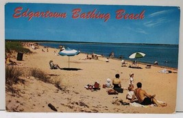 Edgartown Bathing Beach Martha&#39;s Vineyard Island Massachusetts Postcard A6 - £7.86 GBP