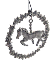 Seagull Pewter ? Carousel Horse Christmas Ornament &#39;87 1987 80s Vintage - £21.79 GBP
