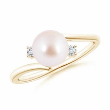 ANGARA Japanese Akoya Pearl Bypass Engagement Ring for Women in 14K Solid Gold - £483.91 GBP