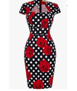 Grace Karin Rose Print Fit And Flare Sleeveless Dress Size Medium - £39.58 GBP