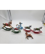 Vintage Rocking Horses Reindeer Christmas Ornaments (Lot of 6) - $28.00