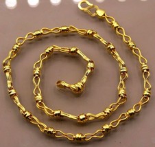 HANDMADE GENUINE 22KT YELLOW GOLD SPECIAL DESIGN LINK CHAIN NECKLACE ch191 - £1,879.43 GBP+
