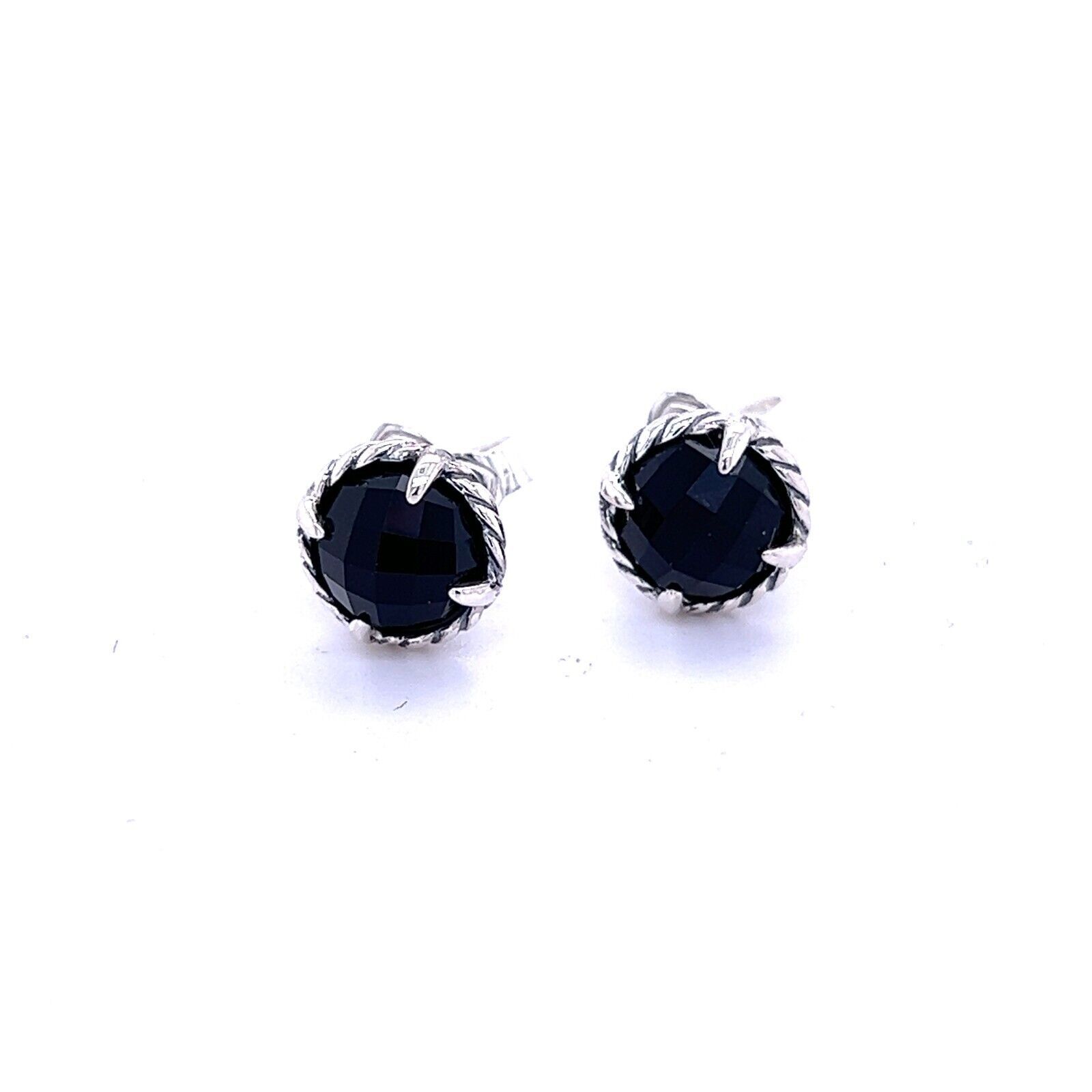 Primary image for David Yurman Authentic Estate Black Onyx Chantelaine Stud Earrings Silver DY355