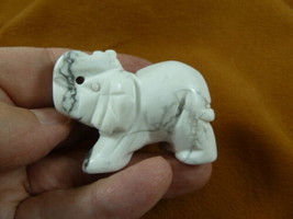 (Y-ELE-741) white gray ELEPHANT gemstone carving figurine love elephants... - £13.99 GBP