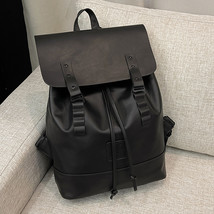 Vintage Leather Backpack Women Fashion Large Drawstring Rucksack Travel Bag Moch - £69.81 GBP