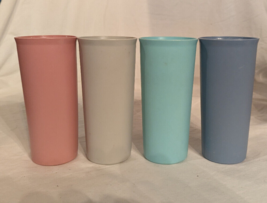 Set of 4 Vintage Tupperware Tall Pastel Tumblers Drinking Cups 12oz 115 - £10.61 GBP