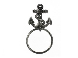 [Pack Of 2] Antique Silver Cast Iron Anchor Towel Holder 8.5&quot; - £32.84 GBP