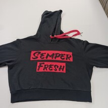 Semper Fresh Women's Black Drawstring Pullover Cropped Hoodie Sweatshirt Size XL image 9