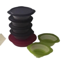Tupperware FlatOut Containers Lid Space Save Bowls Collapsible Green Pink Lot 12 - £19.35 GBP