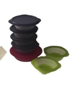 Tupperware FlatOut Containers Lid Space Save Bowls Collapsible Green Pin... - £18.87 GBP