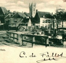 c1902 Warf at Sluis Holland Dutch Postcard Posted Japan 1.5 Sen Postage Stamp - £186.78 GBP