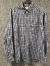 LL BEAN Shirt Mens XL Blue Plaid Long Sleeve Button Down Cotton READ - £15.53 GBP