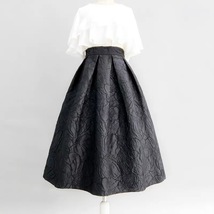 Black A-line Midi Skirt Outfit Women Custom Plus Size Pleated Party Skirt image 1