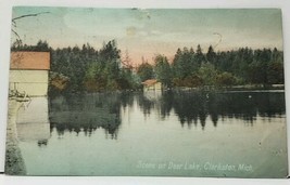 Clarkston Michigan Scene on Deer Lake 1909 to Ann Arbor Postcard H18 - £9.36 GBP