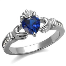 London Blue Claddagh Ring Stainless Steel TK316 - £13.29 GBP
