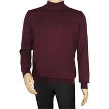 Men's Sweater Knit By BRANGO Turkey Mock Neck Cotton Blend 21050 Burgundy image 2