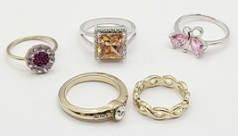 Lot of Five Fashion Rings With Assorted Gemstones &amp; Designs - £14.10 GBP