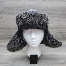 Gap Hat Kids L/XL Cap Casual Crazy Stripe Ear Warm Blue Trapper Faux Fur Lined - £17.89 GBP