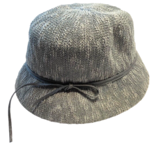 Womens Bucket Hat Ribbon Bow Grey/White One Size Fit Most New - £10.73 GBP