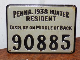 Vintage 1938 PA Resident Hunter Metal Embossed Hunting Permit 90885 - $74.25