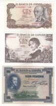Spain, 100 Pesetas, Set of 3 Different Issues, Banknotes, - $33.11