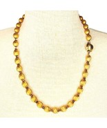 Vintage Brushed Satin Gold Tone Necklace 24” Oval Bead Box Clasp Spacers - £19.27 GBP
