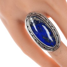Sz 8 Les Baker (1935-2014) Silver and high pyrite lapis ring - $222.75