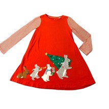 Mini Boden Girls Size 7 8 Years 128 cm Red White Christmas Tree Dress Bu... - $29.60