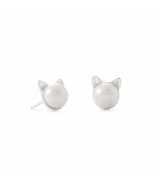 Women&#39;s Cultured Freshwater Pearl Cute Kitty Cat Face Stud Earrings 14K ... - £63.18 GBP