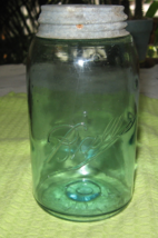 Ball Mason Jar #2- Aqua-QT- Zinc Lid-1896-1910-USA - $266.51 MXN