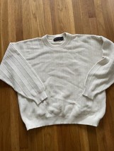 Roundtree And Yorke Size XL Mens Baggy Sweater Made In USA Vtg White Long Sleeve - £26.88 GBP