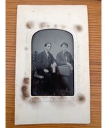 Antique 1800s Tintype Photograph Two Young Men Portrait Bow Ties Suits Book - £63.19 GBP