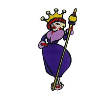 Red Hat Lady Iron-on Patch Queen Crown Purple Gown Scepter 5&quot; x 2&quot; - $247.39 MXN