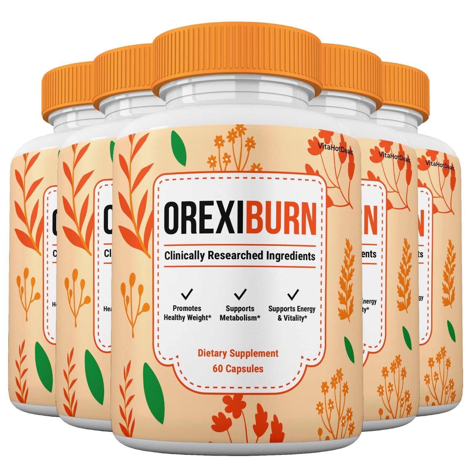 5 Pack OrexiBurn Capsules, Orexi Burn Advanced Pills, Orexiburn Keto Formula