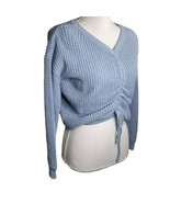Sincerely Jules Adjustable Sweater Cropped Front Ruched Blue Knit Womens... - £21.19 GBP