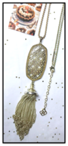 Kendra Scott Benning Silver &amp; Gold Tone Filigree Tassel Long Pendant Necklace - £23.91 GBP