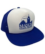 Vintage Mason State Bank Hat Cap Snap Back Blue Mesh Trucker Est 1886 MI... - £15.56 GBP