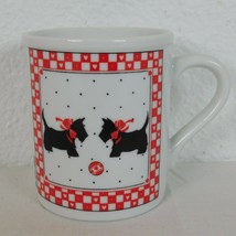 Scottie Dog Coffee Mug Cup Scottish Terrier Red Heart Checked Ball Two Of A Kind - £7.66 GBP