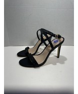 STUART WEITZMAN Black Glitter High heel Sandals Crystal Buckle Sz 8.5 Di... - £100.64 GBP