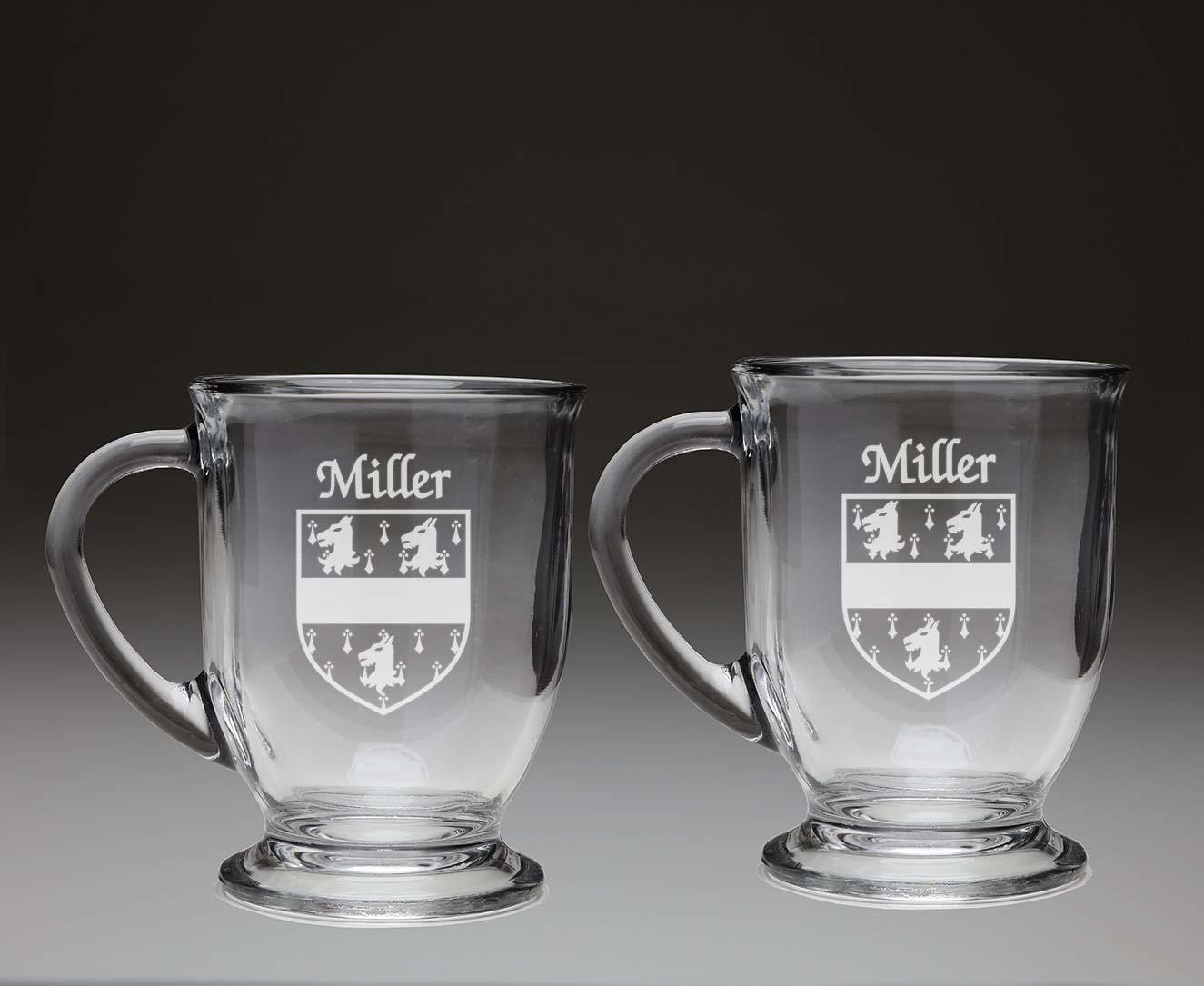 Miller Irish Coat of Arms Glass Coffee Mugs - Set of 2 - $33.66