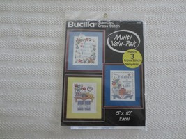 BUCILLA Multi-Pak (3) HEART &amp; HOME SAMPLERS Cross Stitch #64183 - SEALED - $9.90