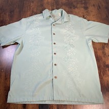 Men&#39;s Caribbean Silk Blend Short Sleeve Button Shirt Green Size L - £10.12 GBP